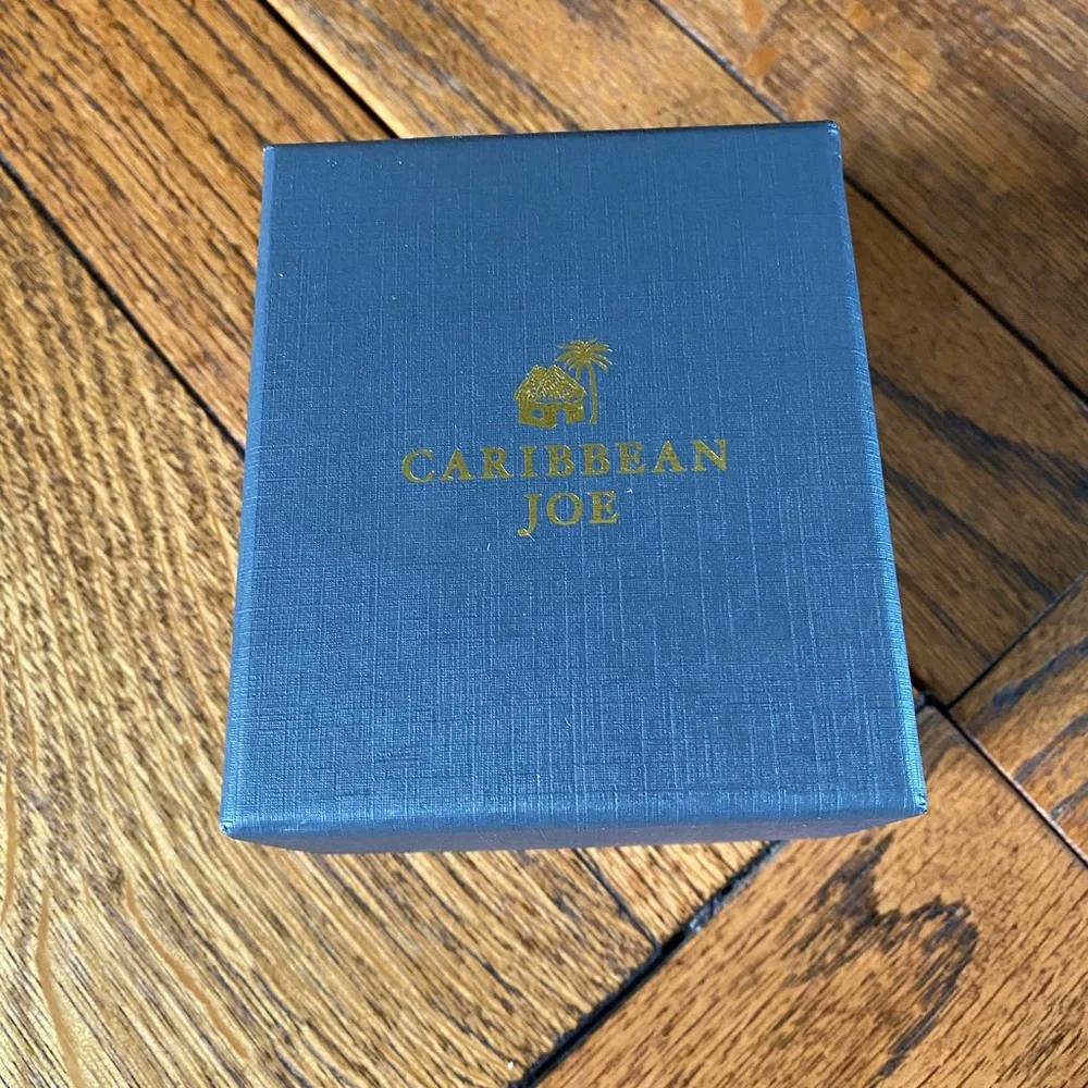 Caribbean Joe Men’s Watch Gunmetal Gray Etched Dial Black Vegan Leather NIB